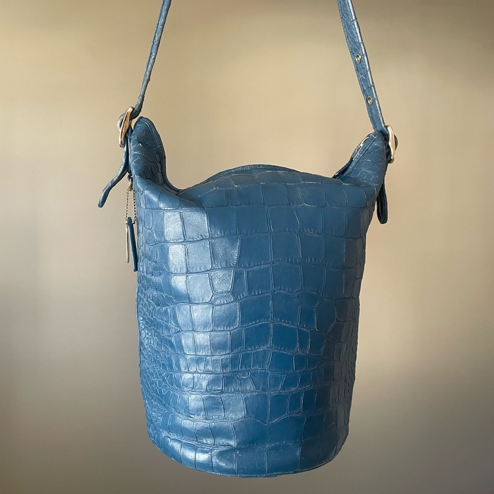 VINTAGE RARE COACH CROC EMBOSSED BUCKET LARGE BAG - Picture 3 of 12